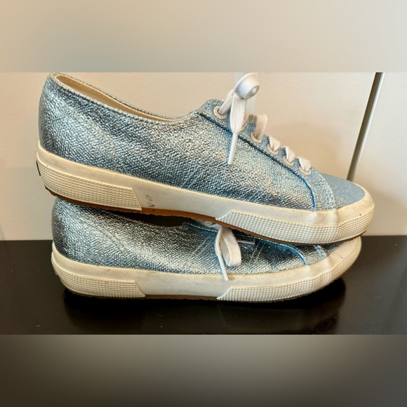 SUPERGA blue metallic sneakers Size 8 - Picture 4 of 7